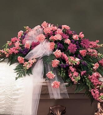 Casket Spray Styled in Monochromatic Pink