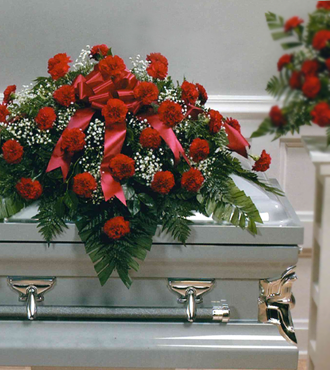 Deepest Emotion Red Carnation Casket Spray