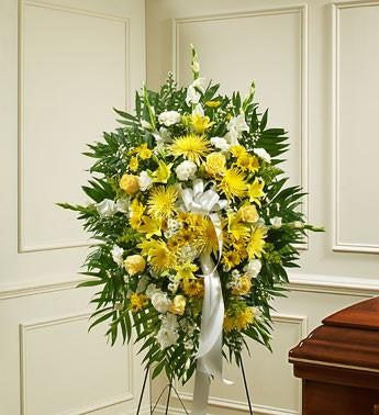 Deepest Sympathies Standing Spray – Yellow