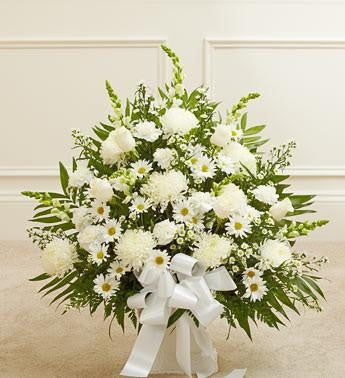 Heartfelt Tribute Floor Basket - White