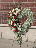 Roses & Babies Breath Heart Wreath
