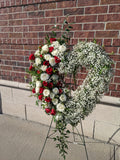 Roses & Babies Breath Heart Wreath