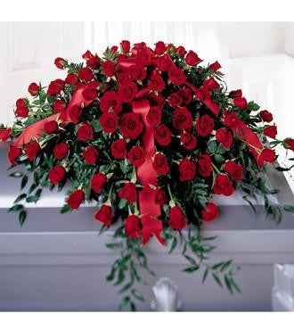 The FTD Dearly Departed Casket Spray Cascading